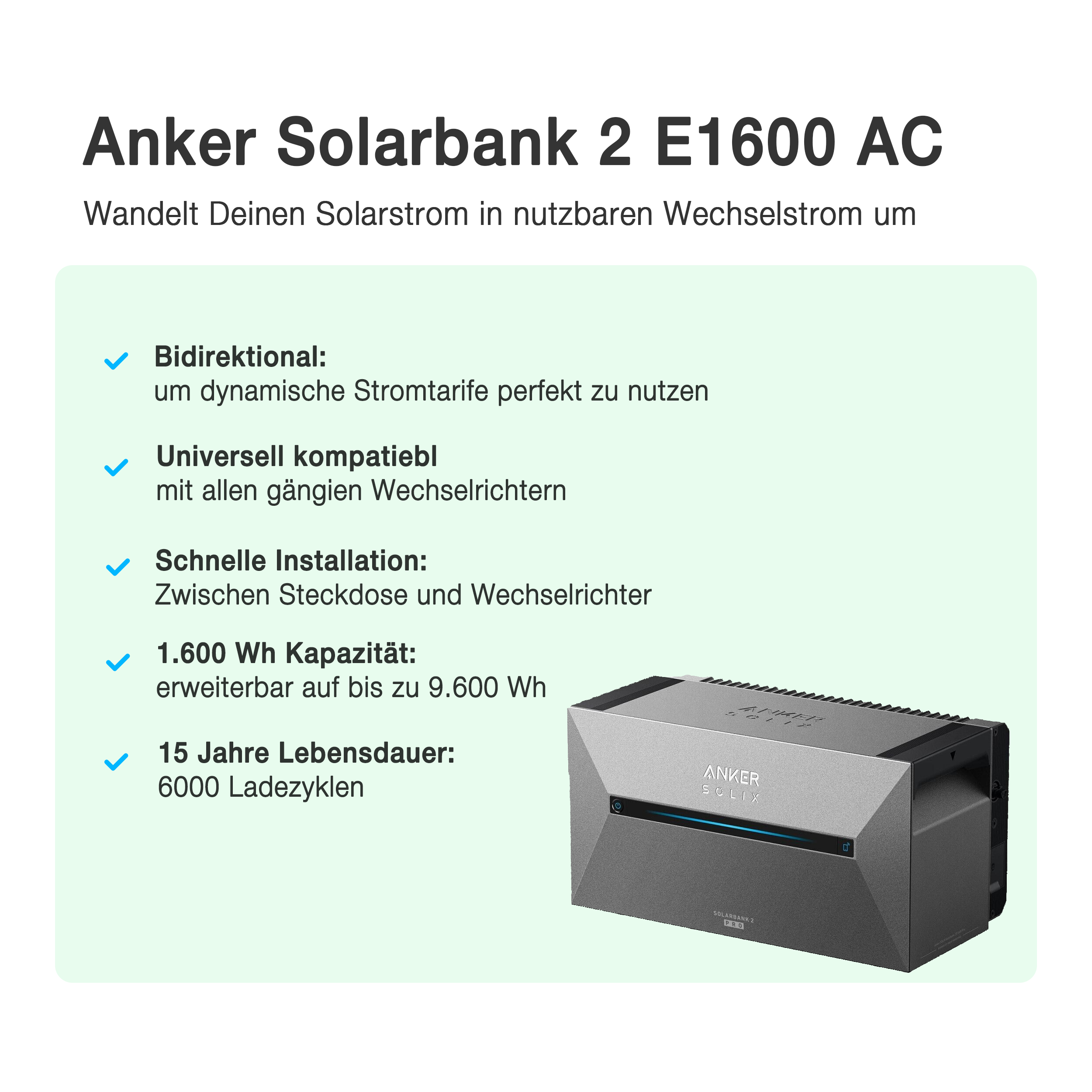 Solix Solarbank 2 AC Balkonkraftwerk 1350 W