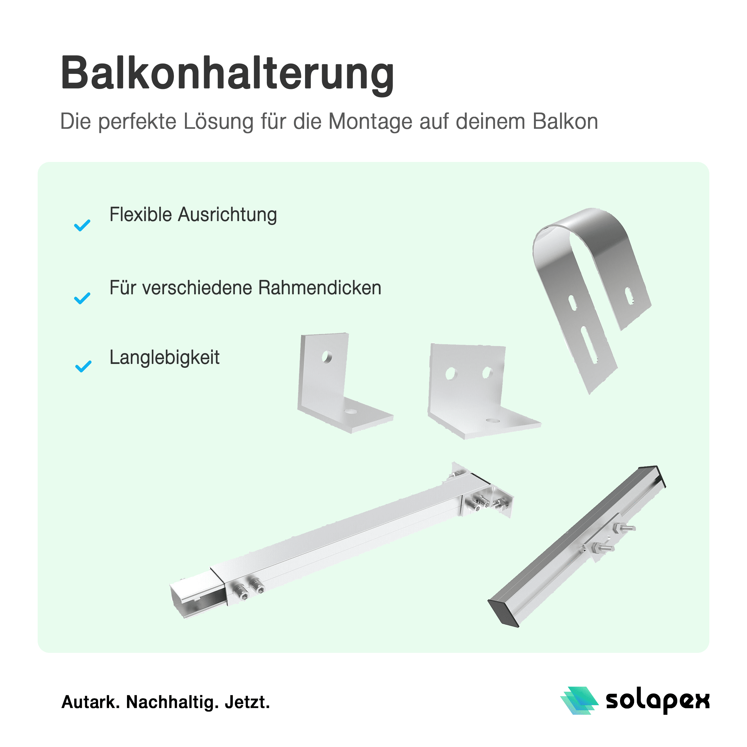 Halterung Balkon 0-30° für ein Solarmodul