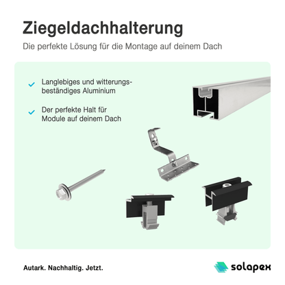 Ziegeldach-Montageset für zwei Solarmodule